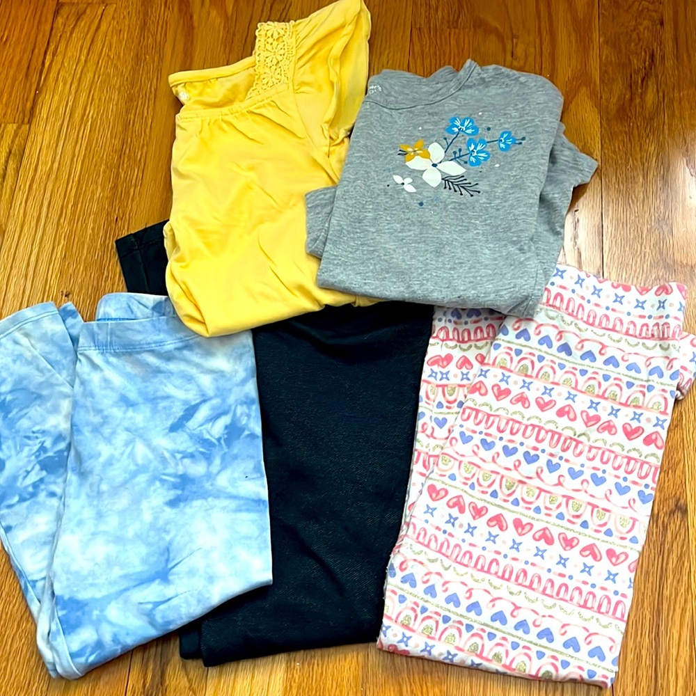 Lot of girls leggings and tops by SO Carters Oshkosh medium 7 8